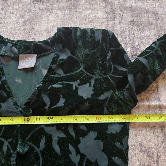 Rabbit Rabbit Designs Jacket Medium Velvet Burnout Floral Sheer VTG 90s Coquette - Picture 7 of 10